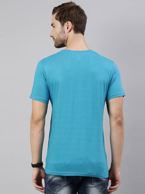 Blue Printed Crew Neck Tshirt